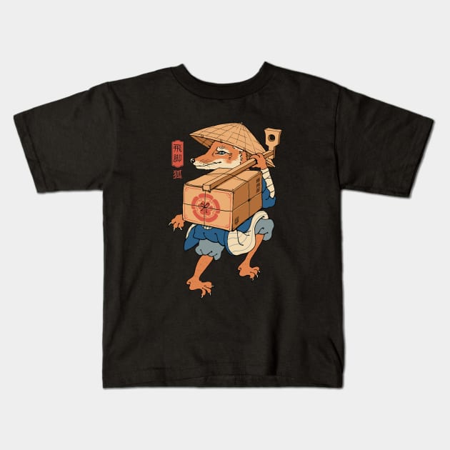 Hikyaku Fox Kids T-Shirt by Vincent Trinidad Art